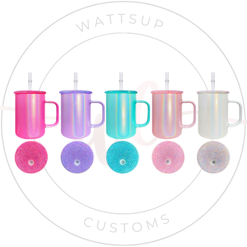 17oz Glass Shimmer Mug with Jeweled lid