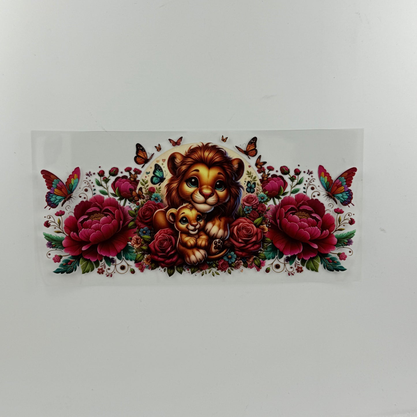 Lion with Cub and Roses