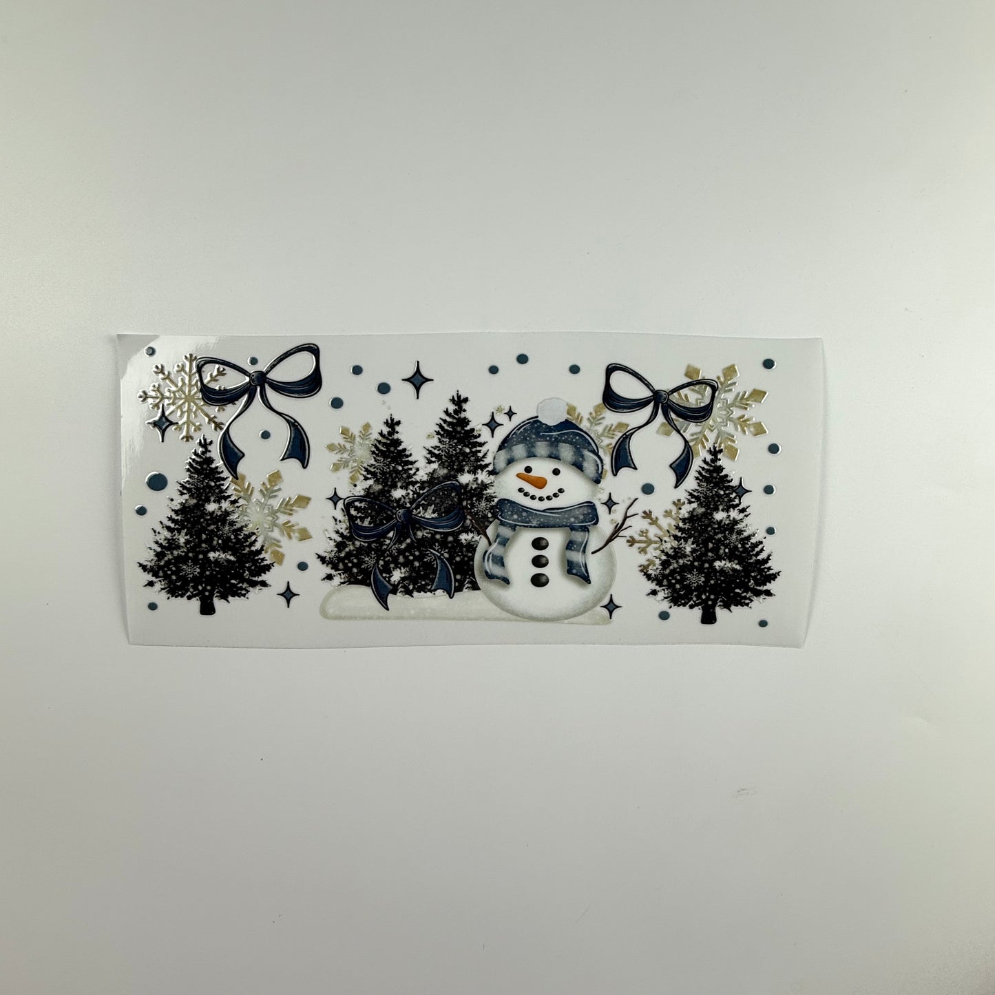 Christmas Snowman Blue and Gold