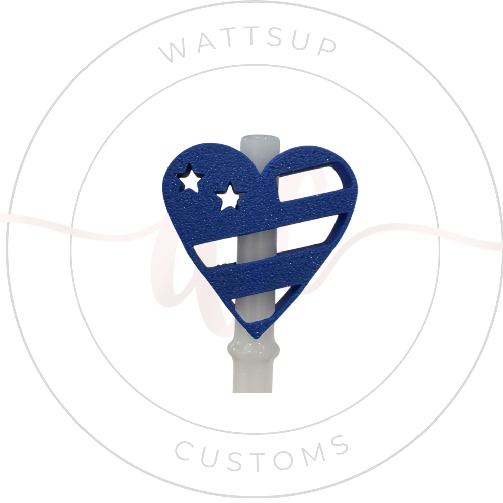 Heart Flag Straw Charm - Wattsupcustoms