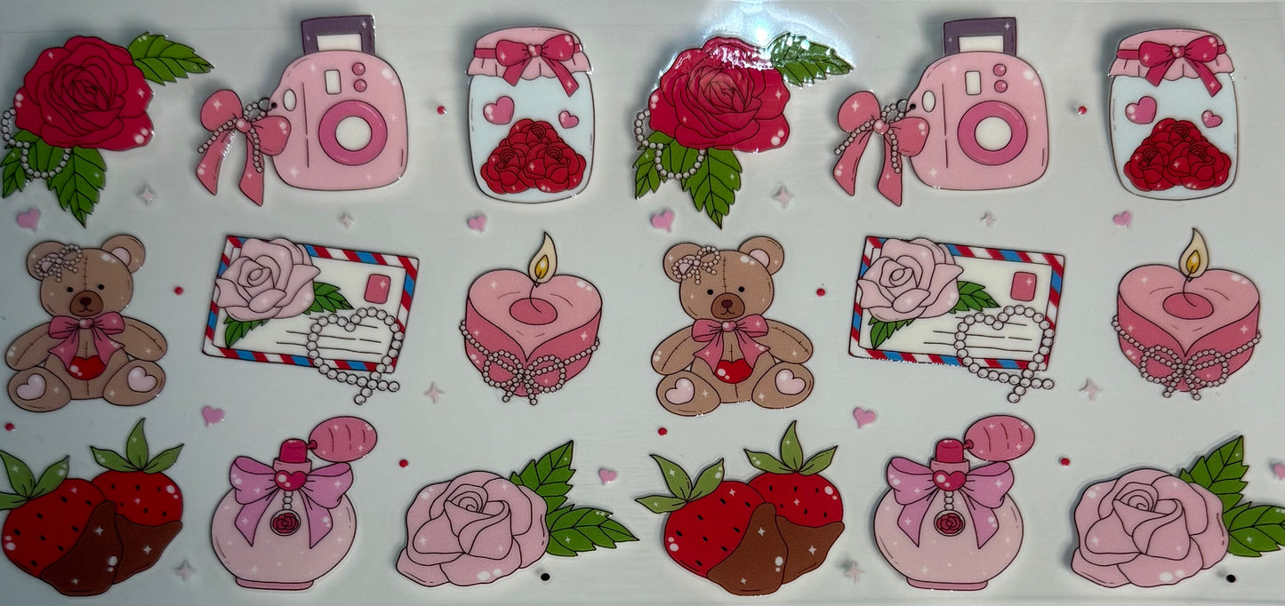 Valentine bear, cake, etc