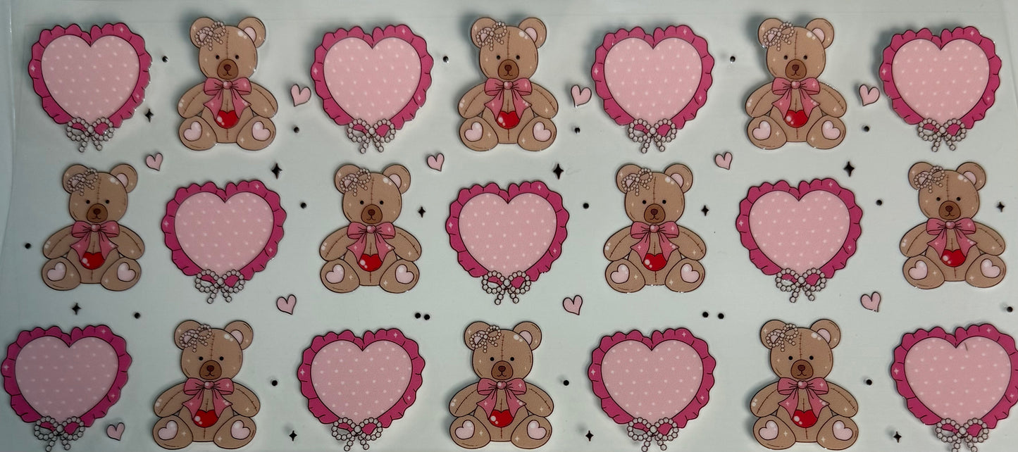 Valentine bears and pink hearts