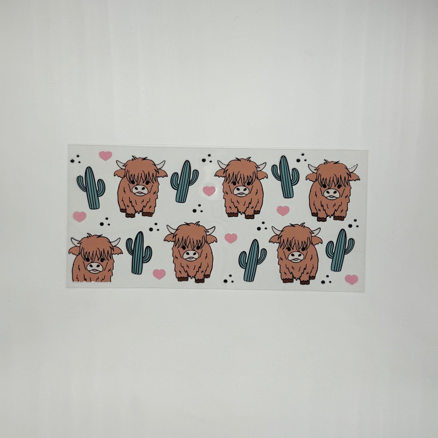 Highland Cow and Cactus Pattern