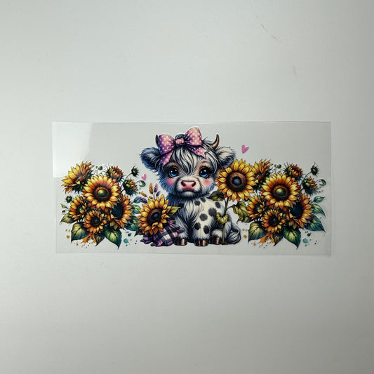 Calf with Pink Bows and Sunflowers