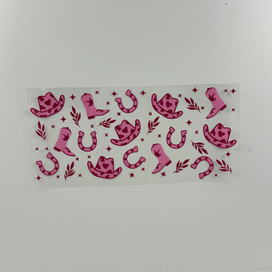 Pattern Pink Cowboy Hats & Boots