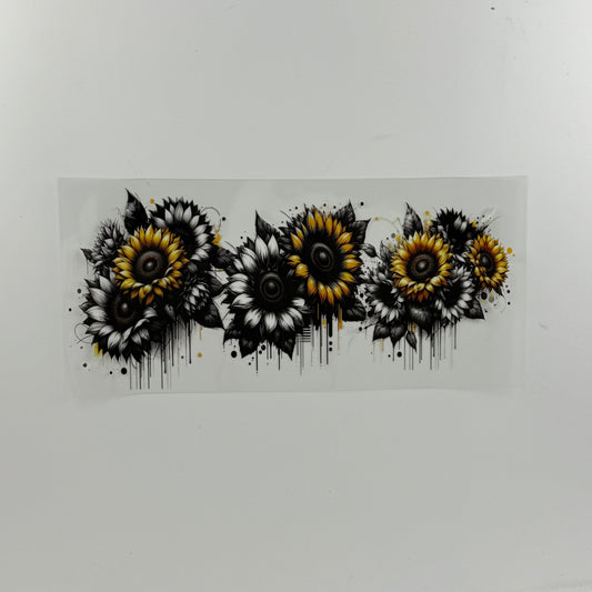 Pattern Black and White Sunflowers