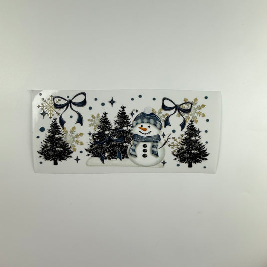 Christmas Snowman Blue and Gold