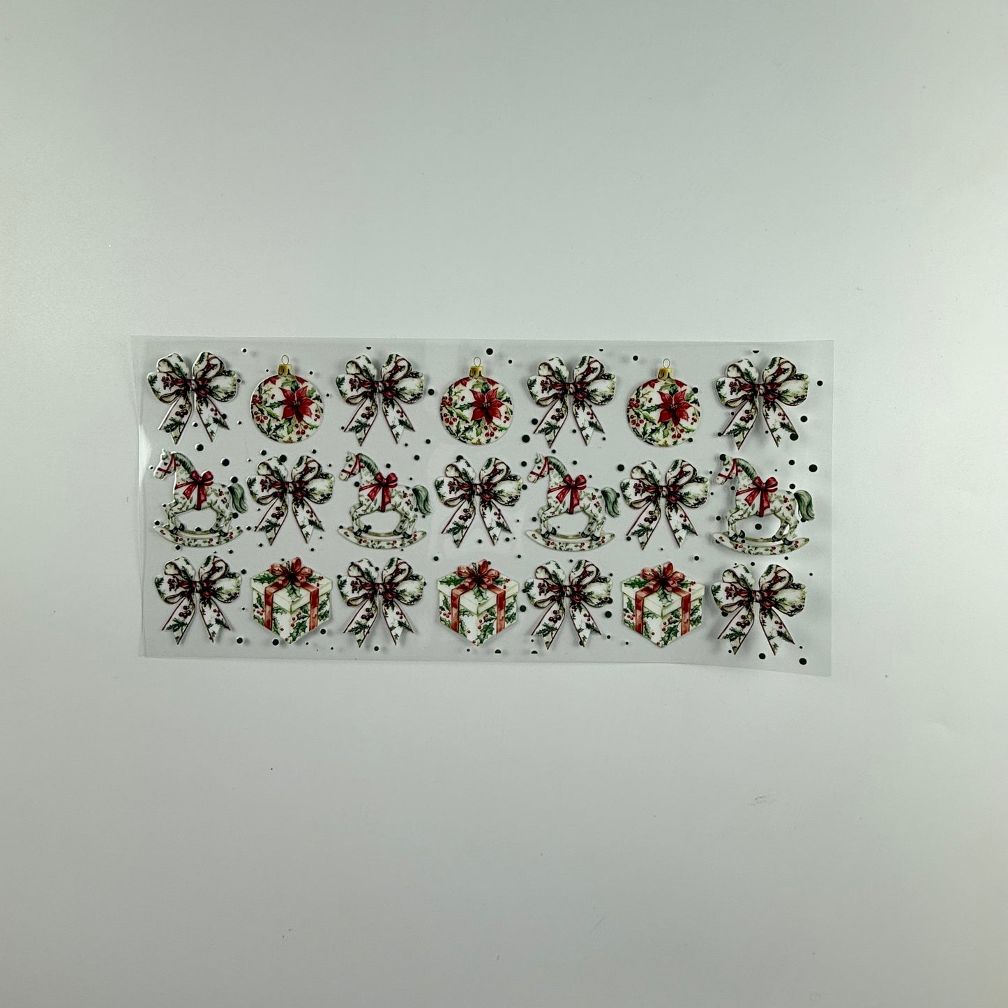 Christmas White Bows, Rocking horses, Presents