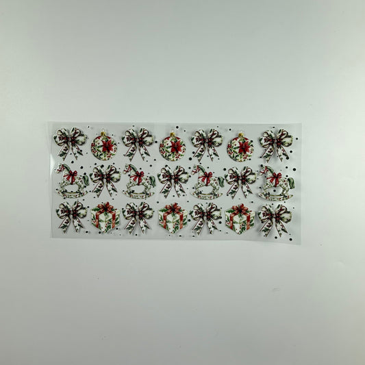 Christmas White Bows, Rocking horses, Presents